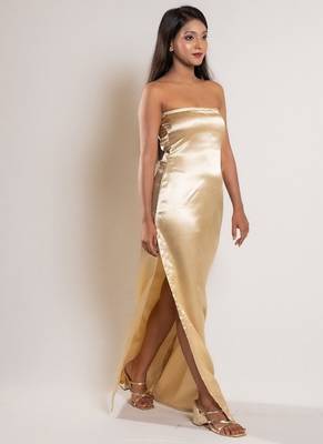Golden satin dress 3
