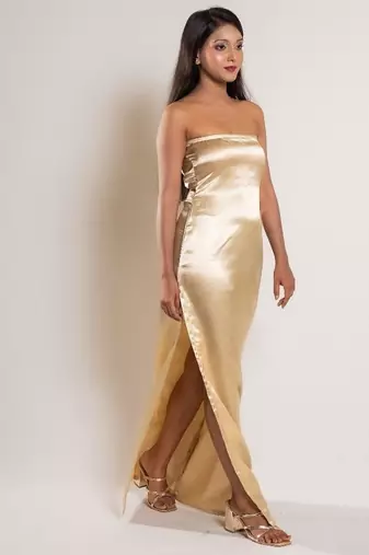 Golden satin dress