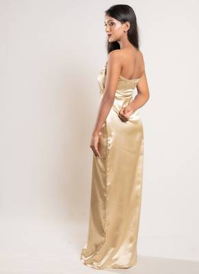 Golden satin dress 4