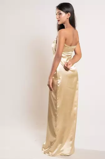 Golden satin dress