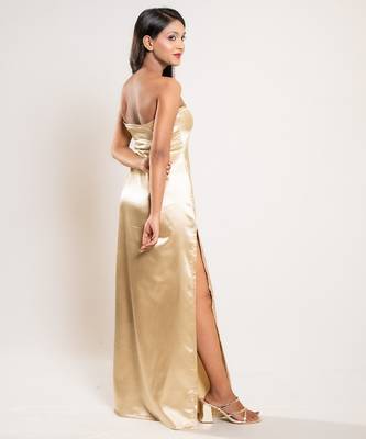 Golden satin dress 5