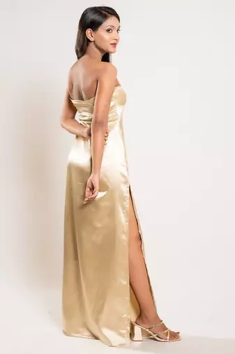 Golden satin dress