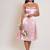 Pastel pink satin frock with stole