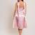 Pastel pink satin frock with stole