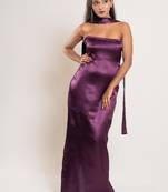 Wine satin dress