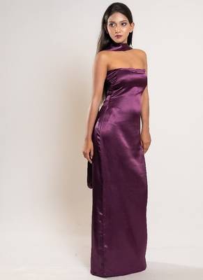 Wine satin dress 2