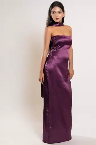 Wine satin dress