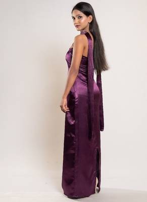Wine satin dress 3