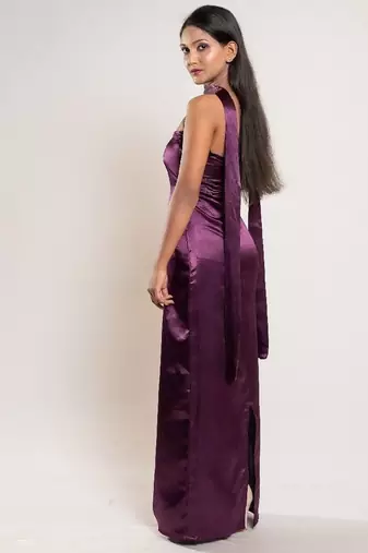 Wine satin dress