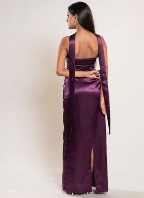 Wine satin dress 4