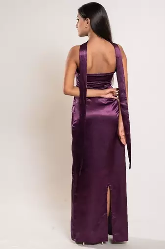 Wine satin dress
