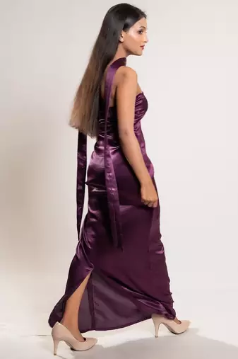 Wine satin dress