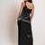 Black satin evening slit dress