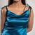 Teal blue satin dress