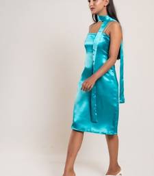 Aqua green satin dress