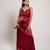 Red satin evening dress