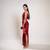 Red satin evening dress