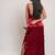 Red satin evening dress