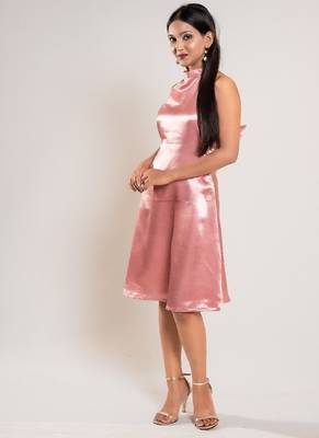 Rose gold satin dress 1