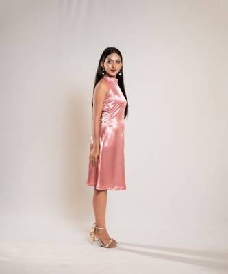 Rose gold satin dress 4