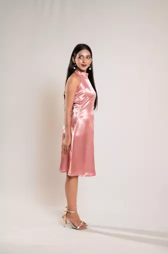 Rose gold satin dress