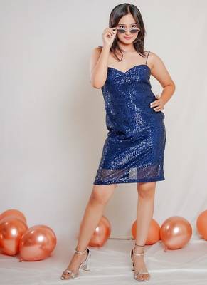 Navy blue sequin mini dress 3