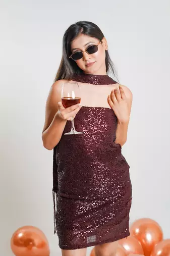 Burgundy sequin dress