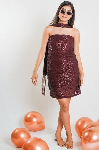 Burgundy sequin dress