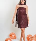 Burgundy sequin dress