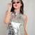 Metallic silver sequin dress