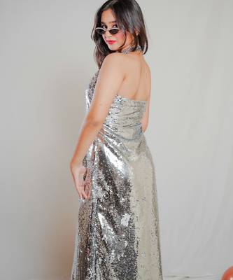 Metallic silver sequin dress 2