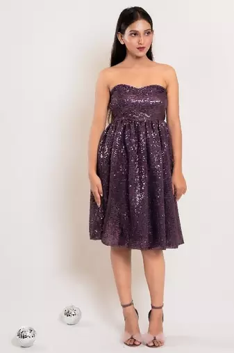 Mauve balloon sequin frock