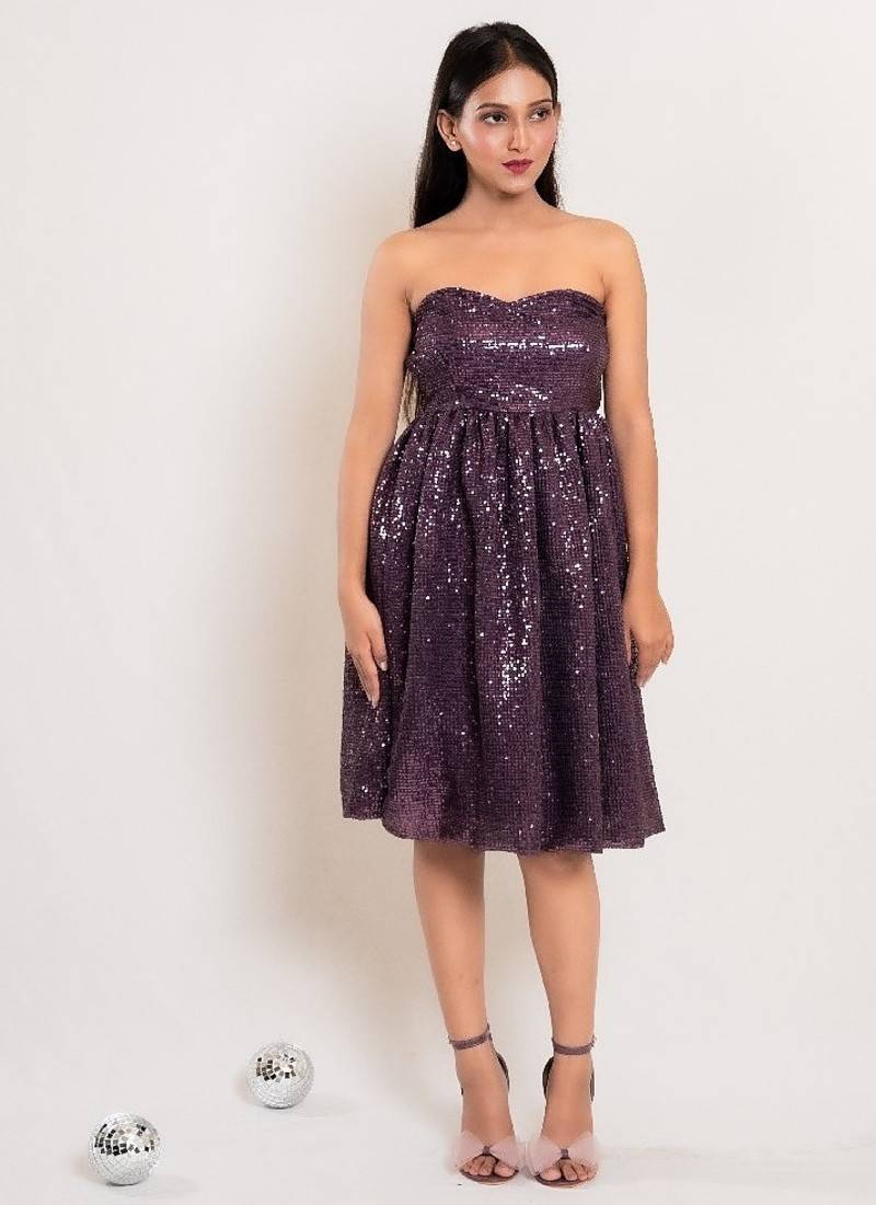 Mauve balloon sequin frock