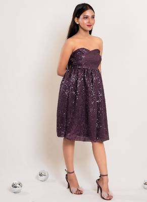 Mauve balloon sequin frock 2