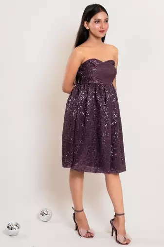 Mauve balloon sequin frock