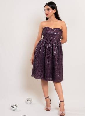 Mauve balloon sequin frock 3