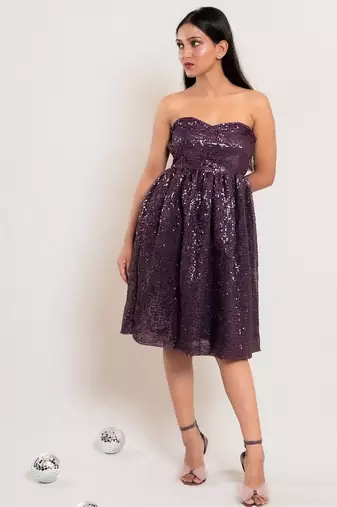 Mauve balloon sequin frock