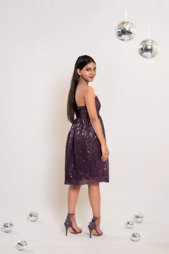 Mauve balloon sequin frock