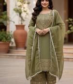 pista crunchy silk salwar suit with embroidery work