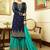 Georgette sharara in blue color with embroidery and crystal stone work