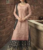 Georgette sharara in pink color with embroidery and crystal stone work