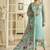 Satin georgette salwar kameez in sky blue color with embroidery and crystal stone work