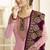 Satin georgette salwar kameez in pink color with embroidery and crystal stone work