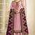 Satin georgette salwar kameez in pink color with embroidery and crystal stone work