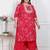  plus size women's red cotton gota work kurta with palazzo