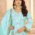 Enchanting Sky-Blue Mirror Work Chinon Traditional Palazzo Suit
