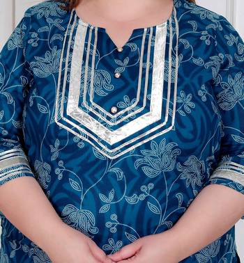  plus size women's cotton floral printed v-neck kurta with flared palazzo 4