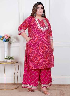  plus size women's embellished ethnic cotton kurta with palazzo 2