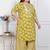  plus size women's lime yellow block printed kurta with palazzo