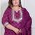  plus size magenta embroidered cotton kurta with palazzo and dupatta